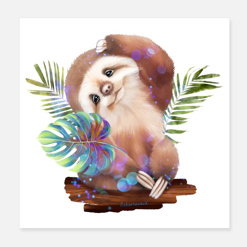 Faultier Poster 20x20 cm