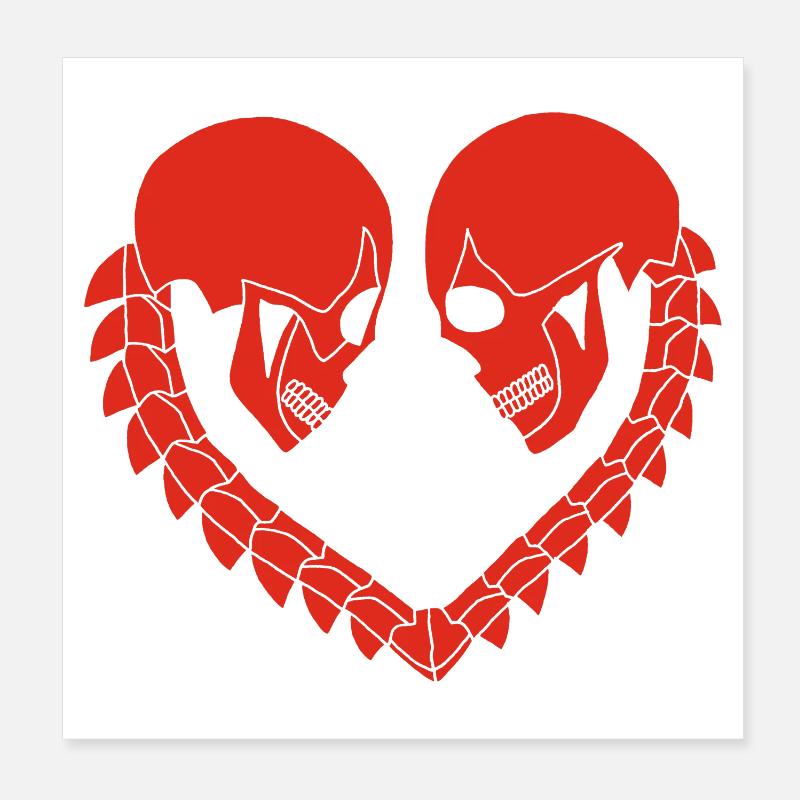 Rotes Schädelherz Poster 20x20 cm