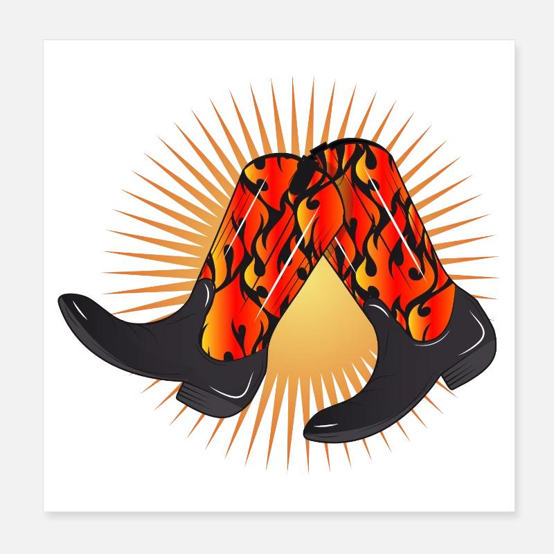extravagant western boots with flame pattern Poster 8" x 8" (20x20 cm)