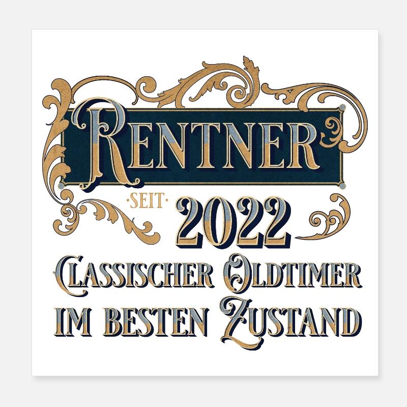 Rentner 2022 Oldtimer Poster 20x20 cm