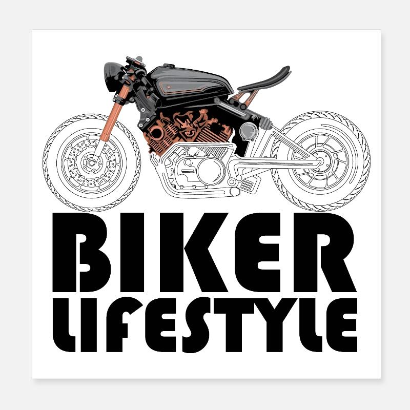 Biker Lifestyle Symbol Motorcycle Illustration Logo Poster 8" x 8" (20x20 cm)