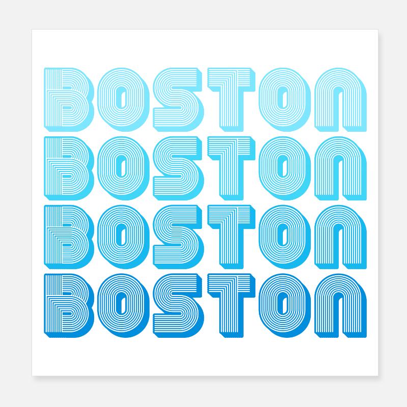 Boston Wiederholungs-Muster Blau Gradient Poster 20x20 cm