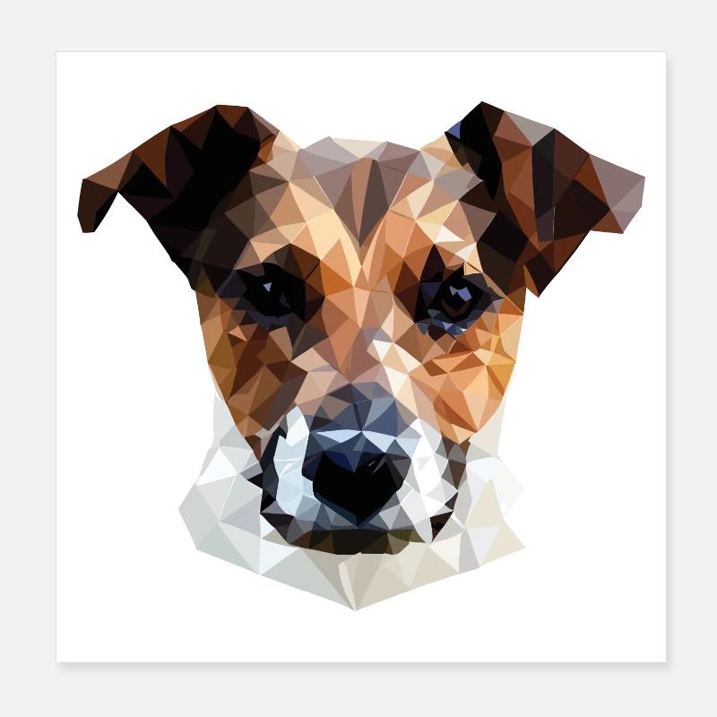 Jack Russell Terrier Hund Polygon Poster 20x20 cm
