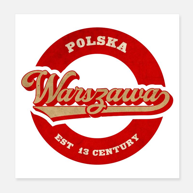 Warszawa Retro Logo Est 13th Century Poster 8" x 8" (20x20 cm)