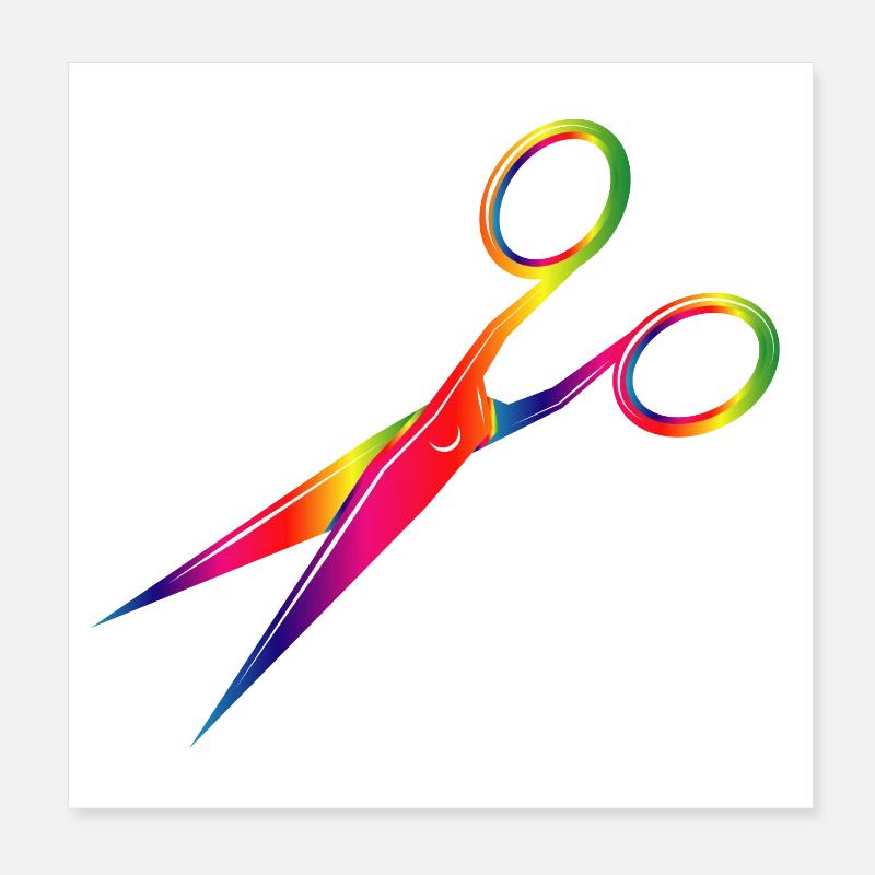 Ciseaux colorés aux couleurs de l’arc-en-ciel Poster 20 x 20 cm