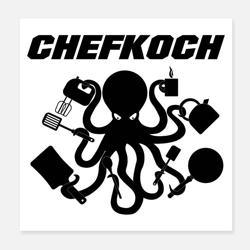 Chefkoch Oktopus Poster 20x20 cm