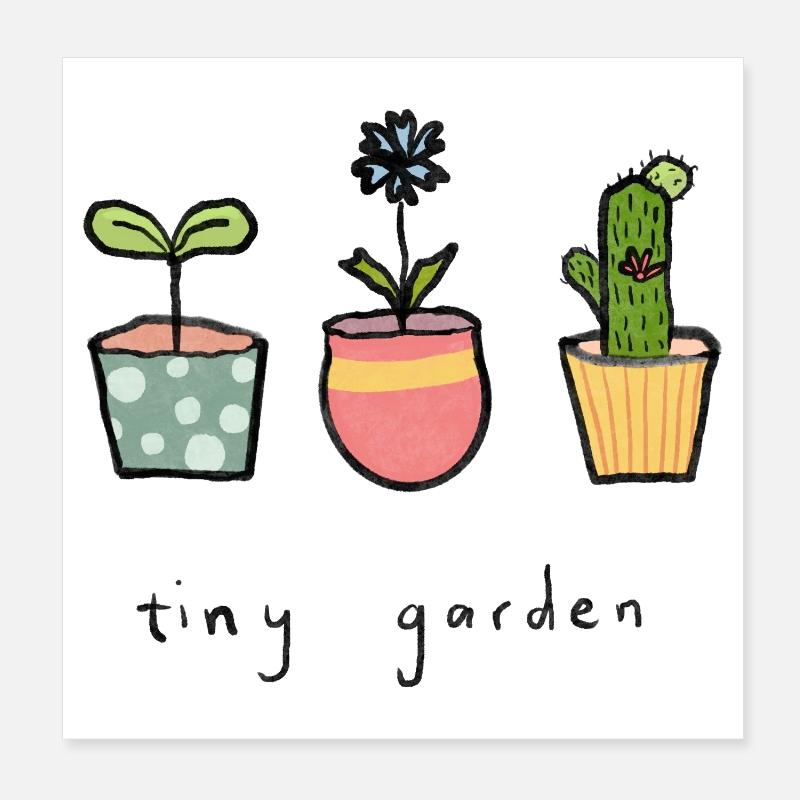 Tiny Garden Blumentöpfe Poster 20x20 cm