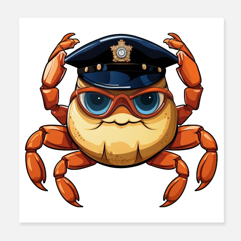 Policier crabe Poster 20 x 20 cm