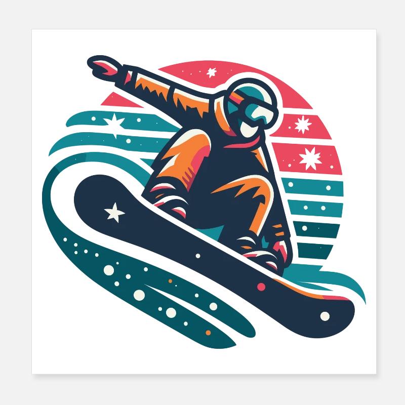 Dynamische Snowboarder-Bewegungsillustration Poster 20x20 cm