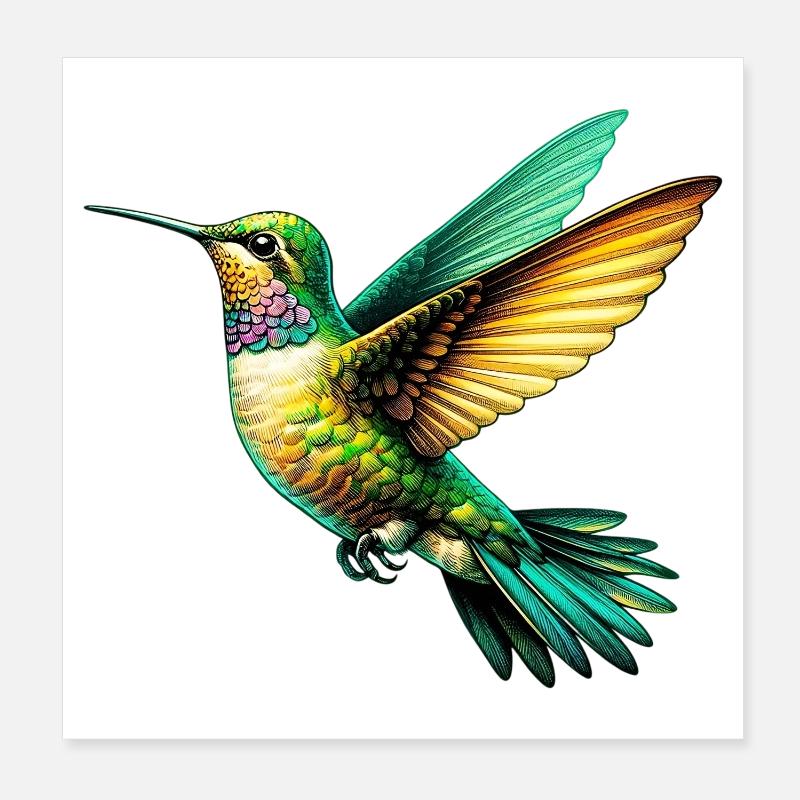 Hummingbird Poster 8" x 8" (20x20 cm)