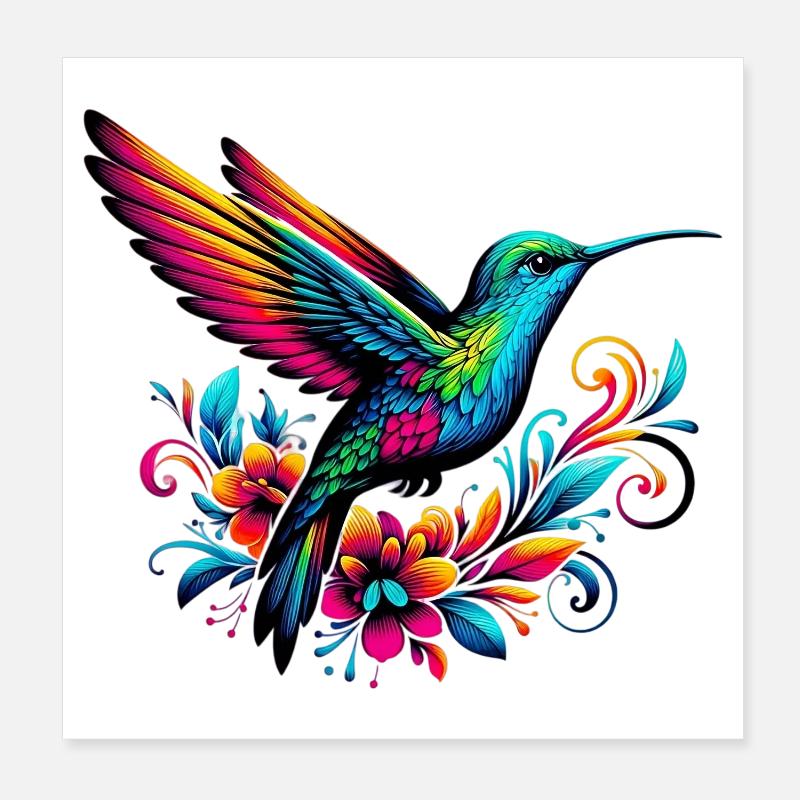 Kolibri - Poster 20x20 cm - Weiß