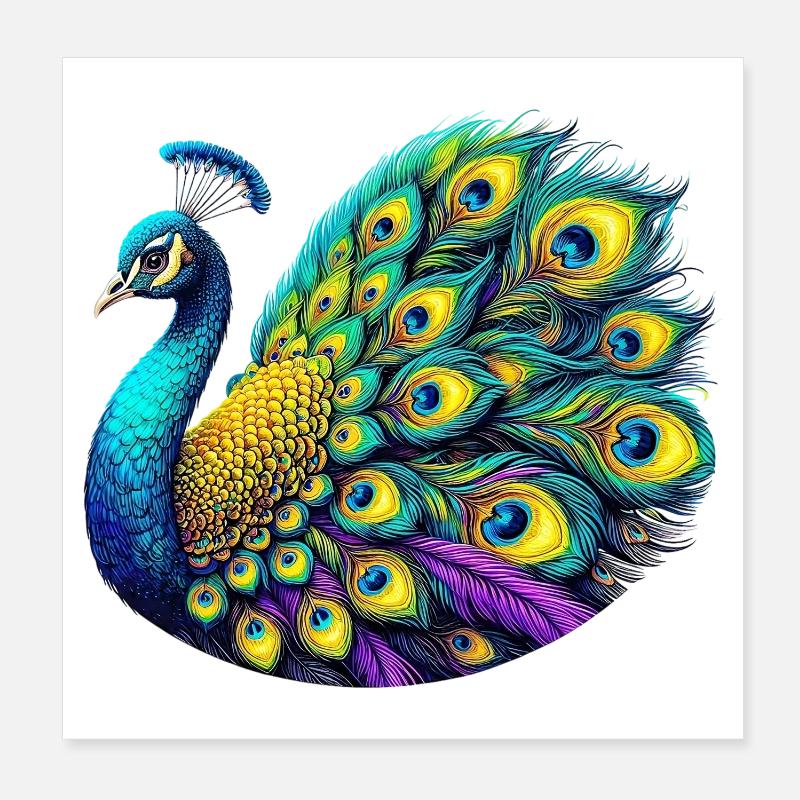 Pfau Poster 20x20 cm