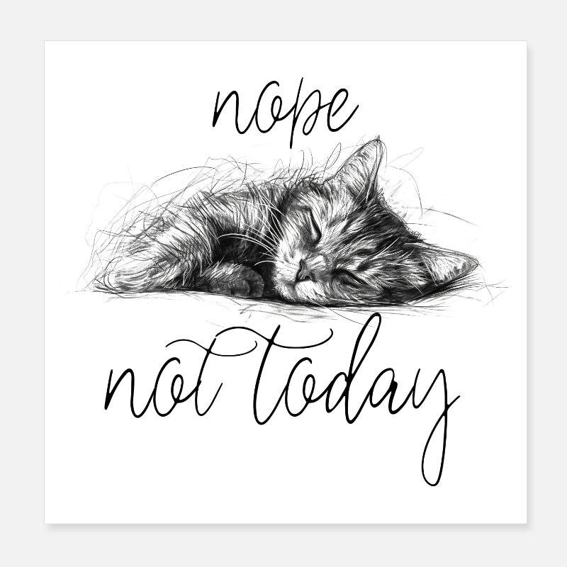 Sleeping kitten sketch style not today Poster 8" x 8" (20x20 cm)