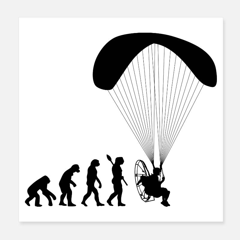 Motorschirmfahren Menschliche Evolution Lustig Poster 20x20 cm