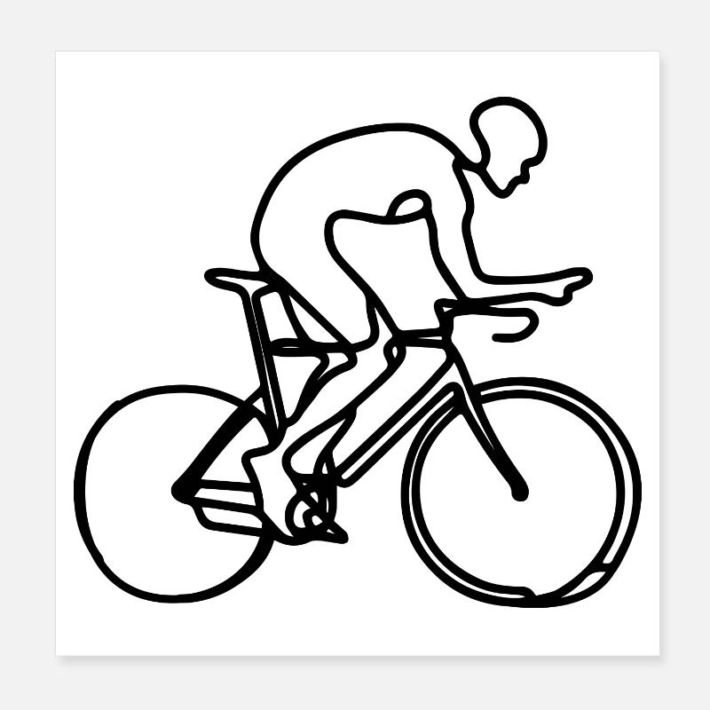 Dessin cycliste Poster 20 x 20 cm