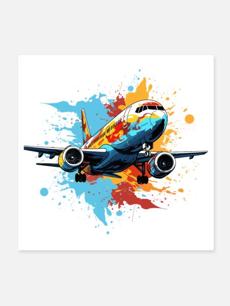 Flugzeug Graffiti - Poster 20x20 cm - Weiß - Vorne