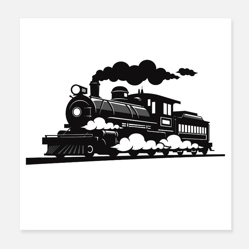 Dampflokomotive - Poster 20x20 cm - Weiß