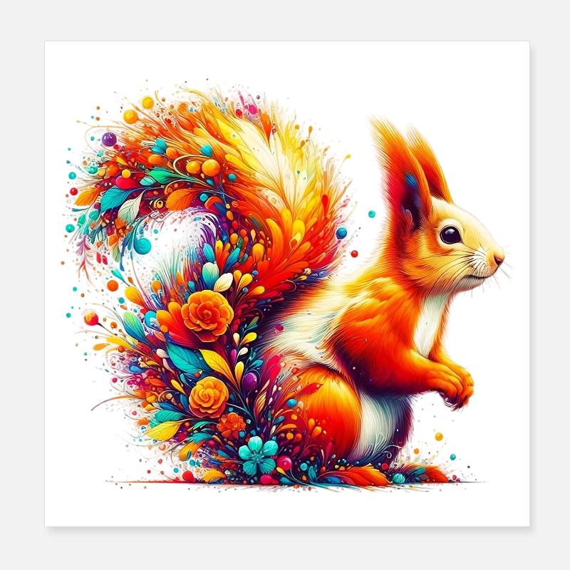 Squirrel Poster 8" x 8" (20x20 cm)