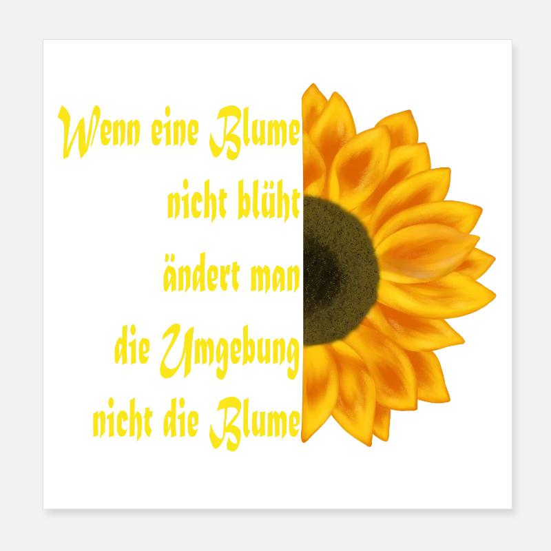 Sonnenblume trifft Textkunst Poster 20x20 cm