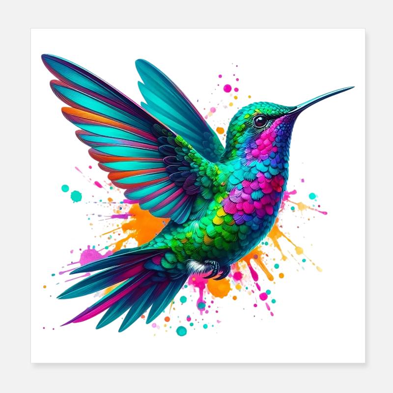 Hummingbird Poster 8" x 8" (20x20 cm)