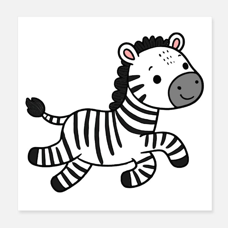 Zebra Poster 8" x 8" (20x20 cm)