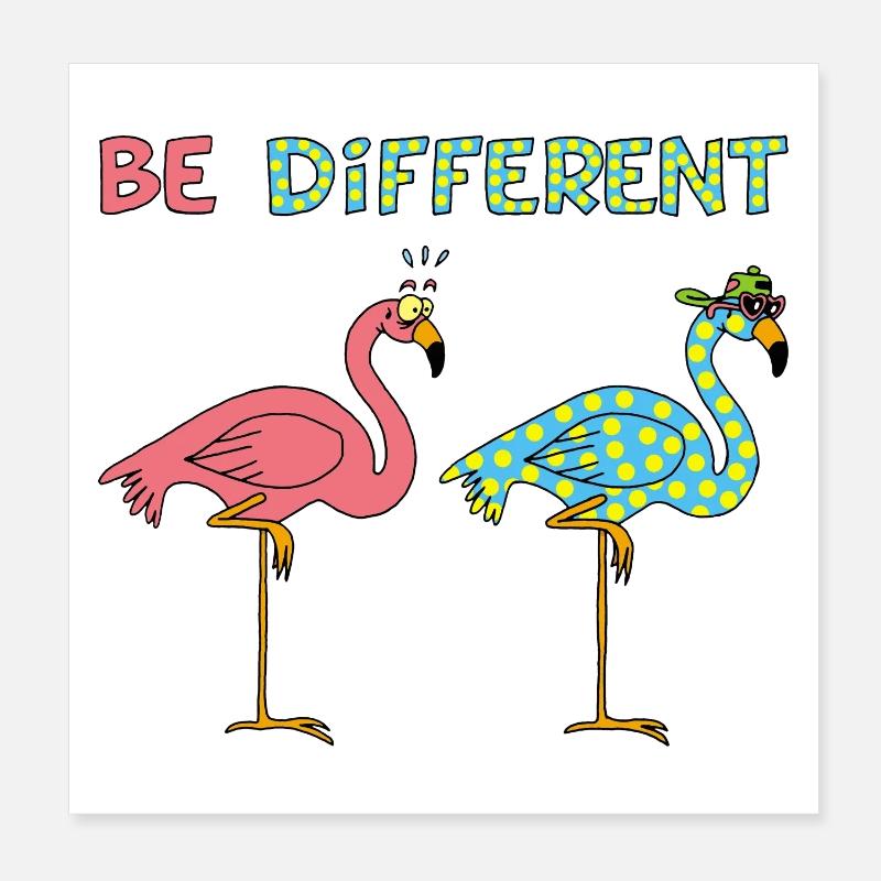 Flamant rose différent Poster 20 x 20 cm