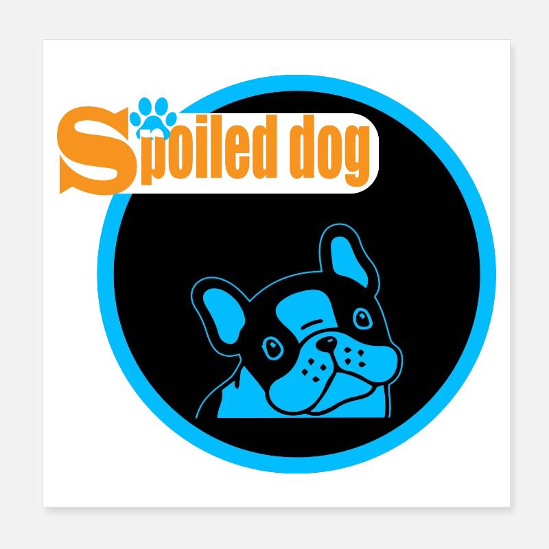 Blauer Hundekopf Logo Spoiled Dog - Poster 20x20 cm - Weiß