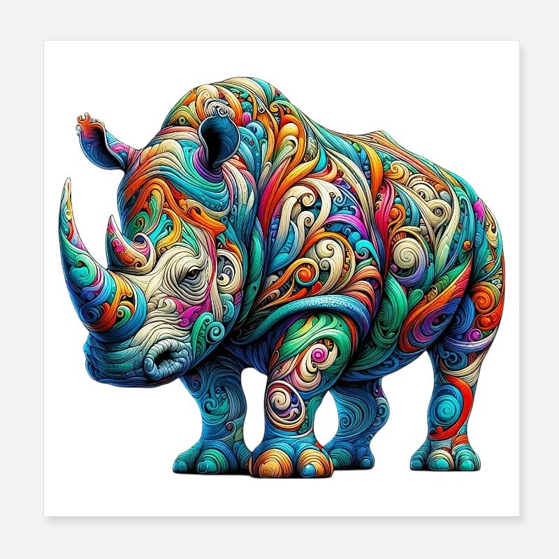Rhinocéros Poster 20 x 20 cm