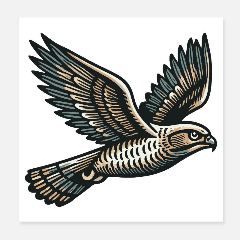 Hawk - Poster 8" x 8" (20x20 cm) - white