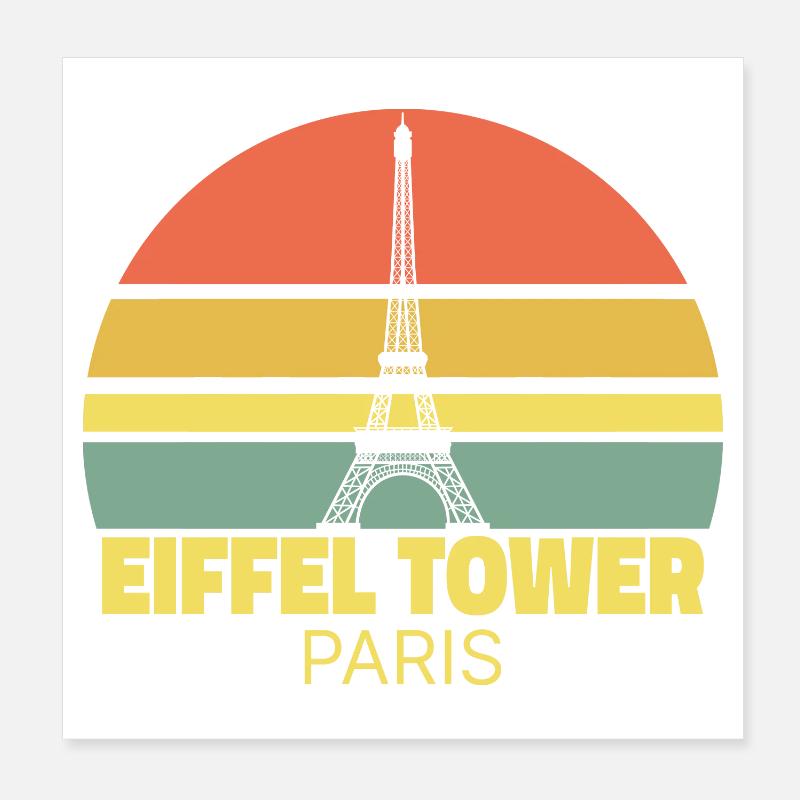 Tour Eiffel Paris Silhouette Rétro Poster 20 x 20 cm