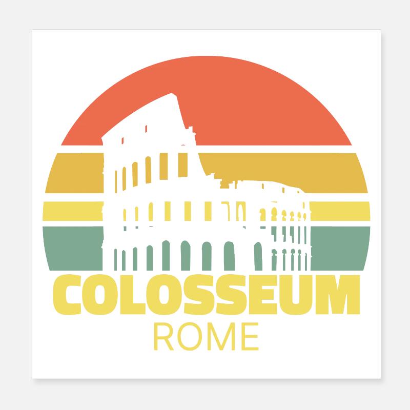Colisée Rome Silhouette Rétro Poster 20 x 20 cm
