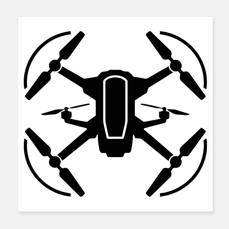 Drone Silhouette Emblem Poster 8" x 8" (20x20 cm)