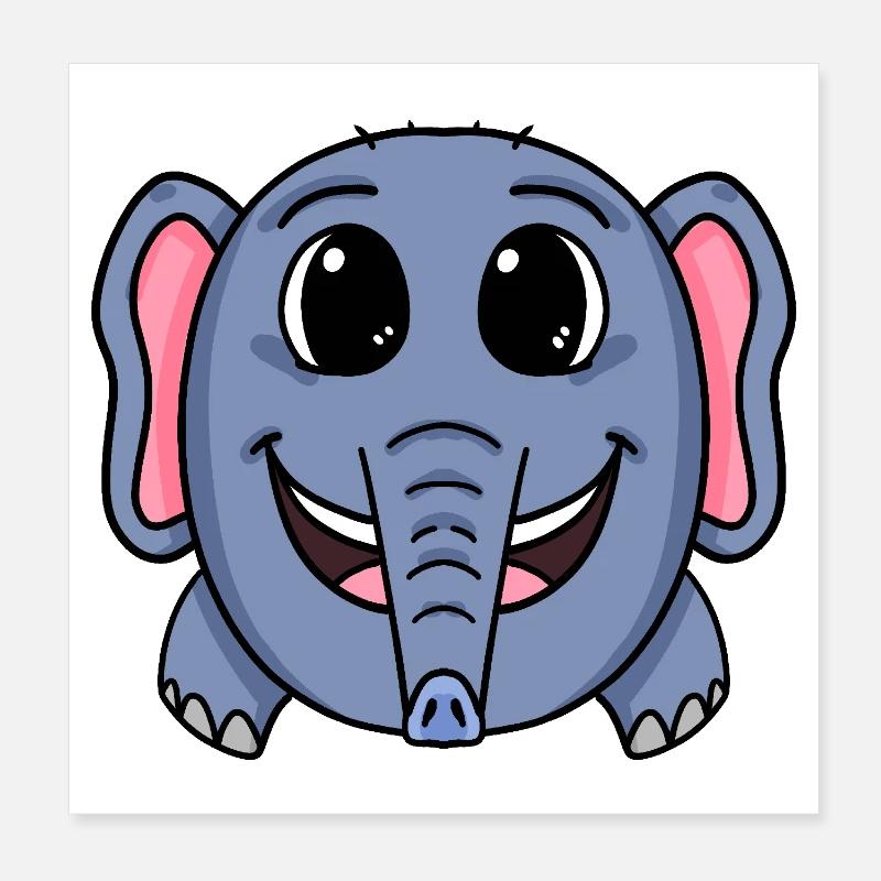 Elefant niedlich Poster 20x20 cm