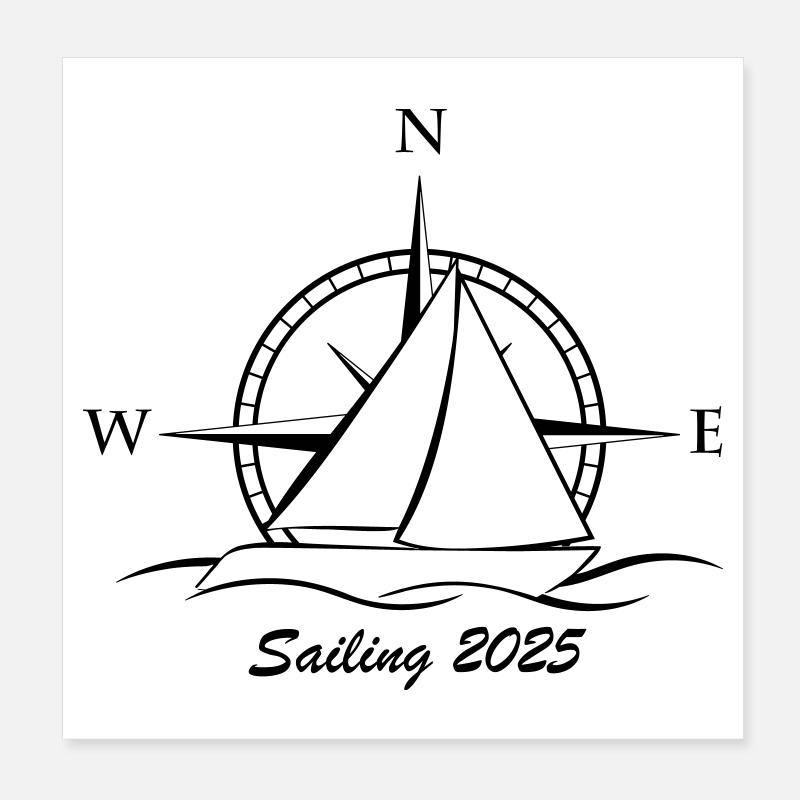 sailing 2025 black Poster 8" x 8" (20x20 cm)