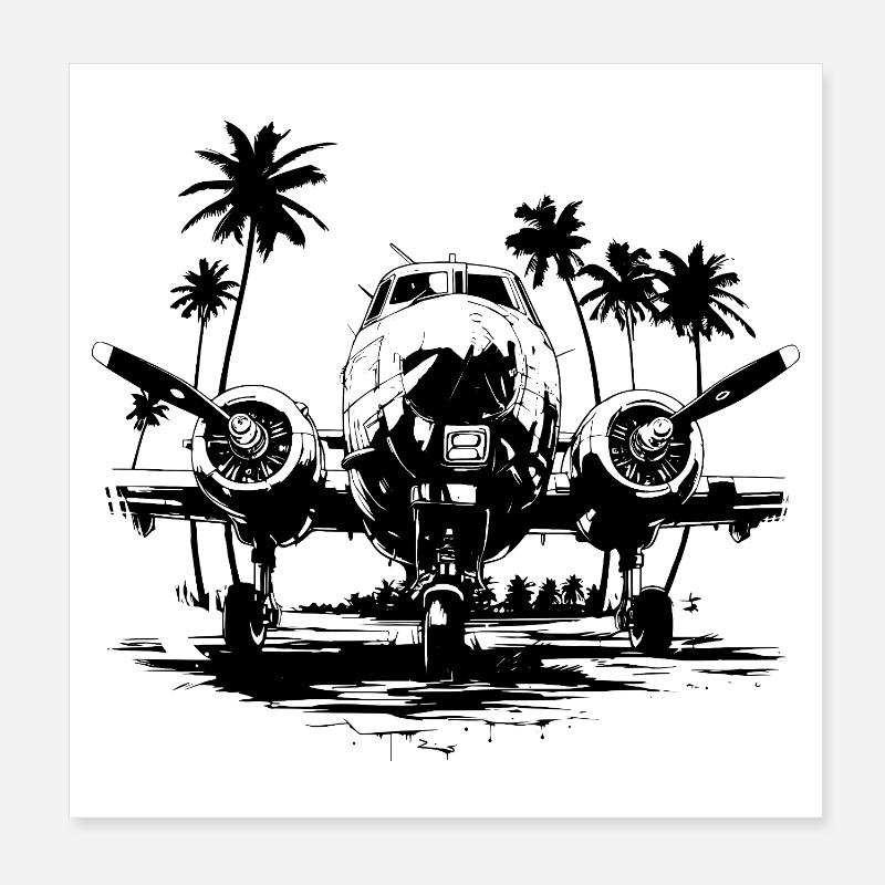 Airplane Sketch Poster 8" x 8" (20x20 cm)