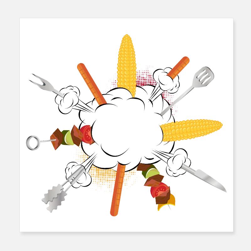 Explosion du gril – motif comique pour les vrais gars Poster 20 x 20 cm