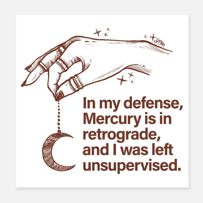 Mercury Retrograde - Poster 8" x 8" (20x20 cm) - white
