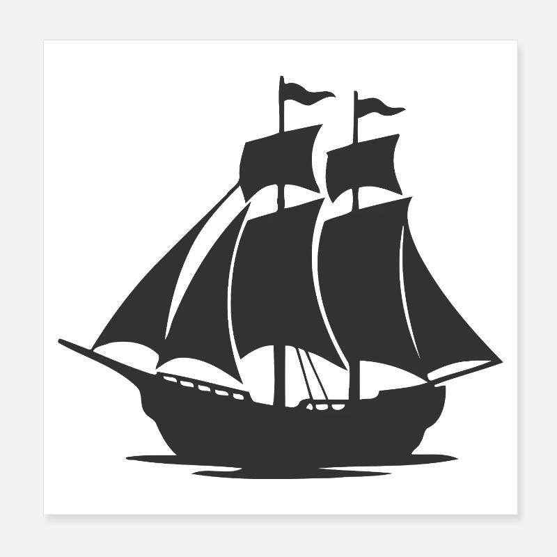 Mysteriöse Silhouette eines Segelschiffs Poster 20x20 cm