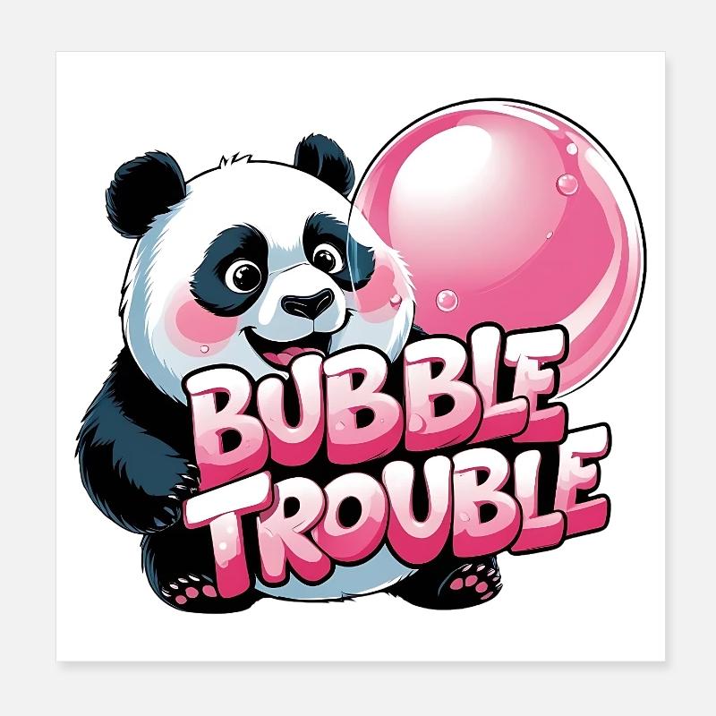 Cute panda with bubble cake Poster 8" x 8" (20x20 cm)