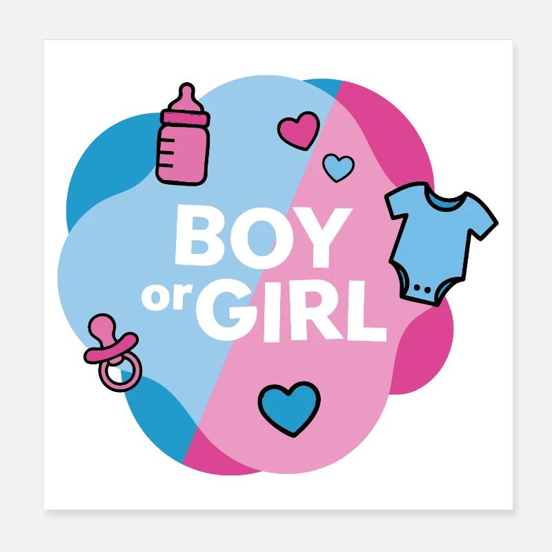 Geschlecht enthüllen Junge oder Mädchen Poster 20x20 cm