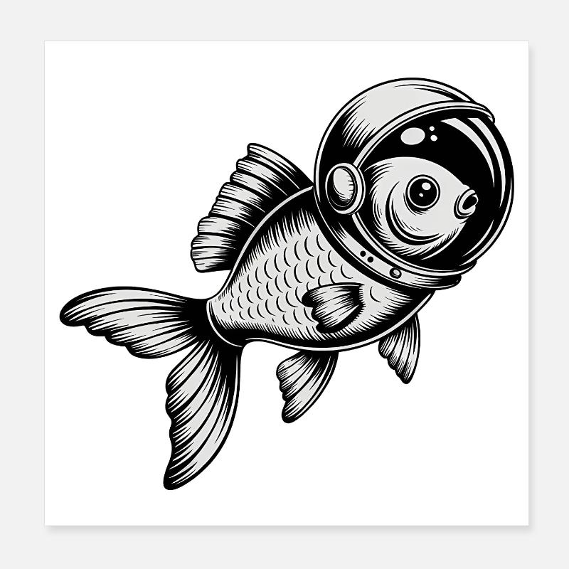 Poisson dans l’espace - Logo Cool Astonomy Poster 20 x 20 cm