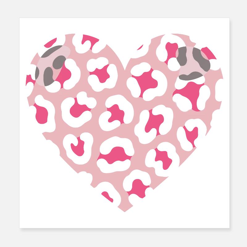 Cœur d'amour léopard Poster 20 x 20 cm