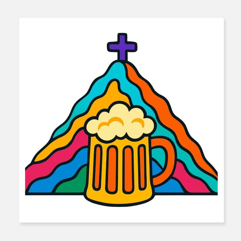 Regenbogen Bier Gipfel Poster 20x20 cm