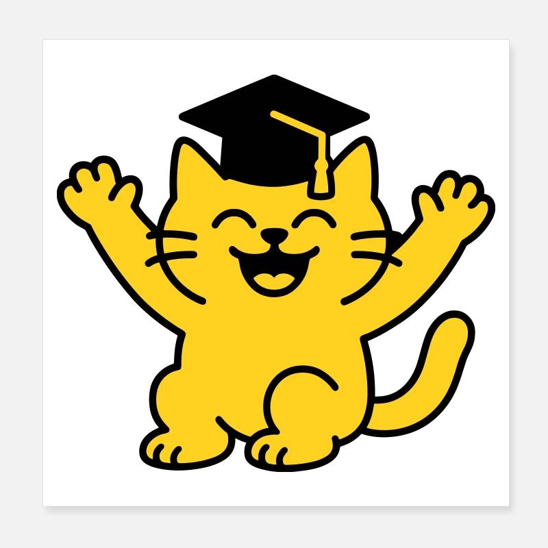 Bachelor Chat / Diplôme Chat Poster 20 x 20 cm