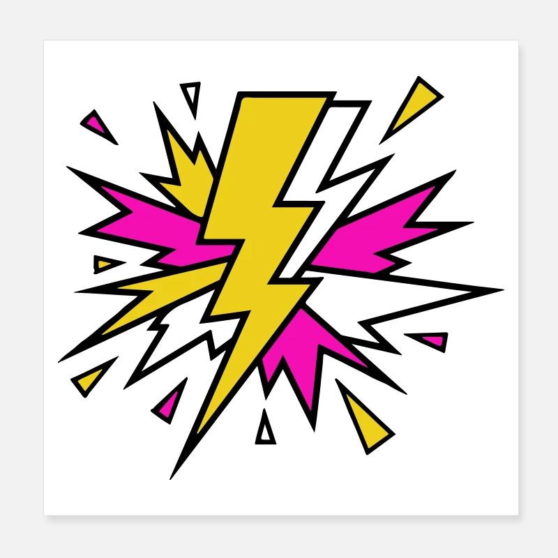 Yellow Beam Neon Explosion Poster 8" x 8" (20x20 cm)