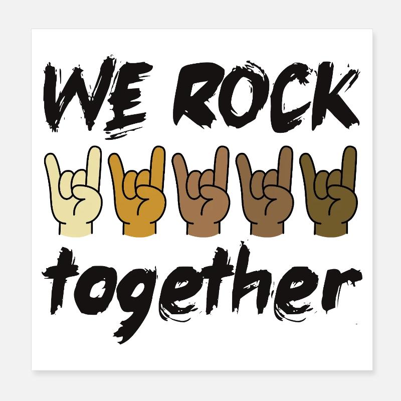 We Rock Together Diversity Inclusion Cohesion Poster 8" x 8" (20x20 cm)
