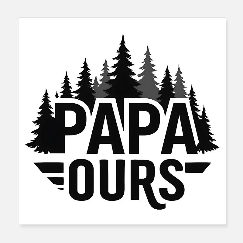 Daddy Bear Forest Silhouette Poster 8" x 8" (20x20 cm)