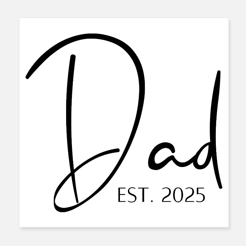 Dad Since 2025 Vintage Dad Elegant Black Poster 8" x 8" (20x20 cm)