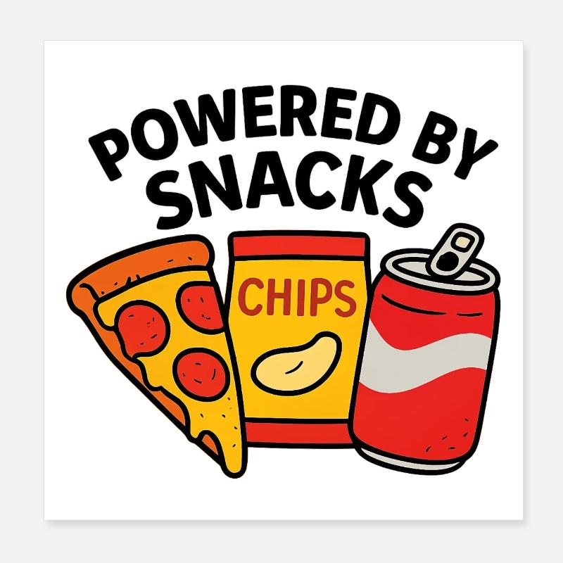 Powered by Snacks – Food Lover Poster 8" x 8" (20x20 cm)