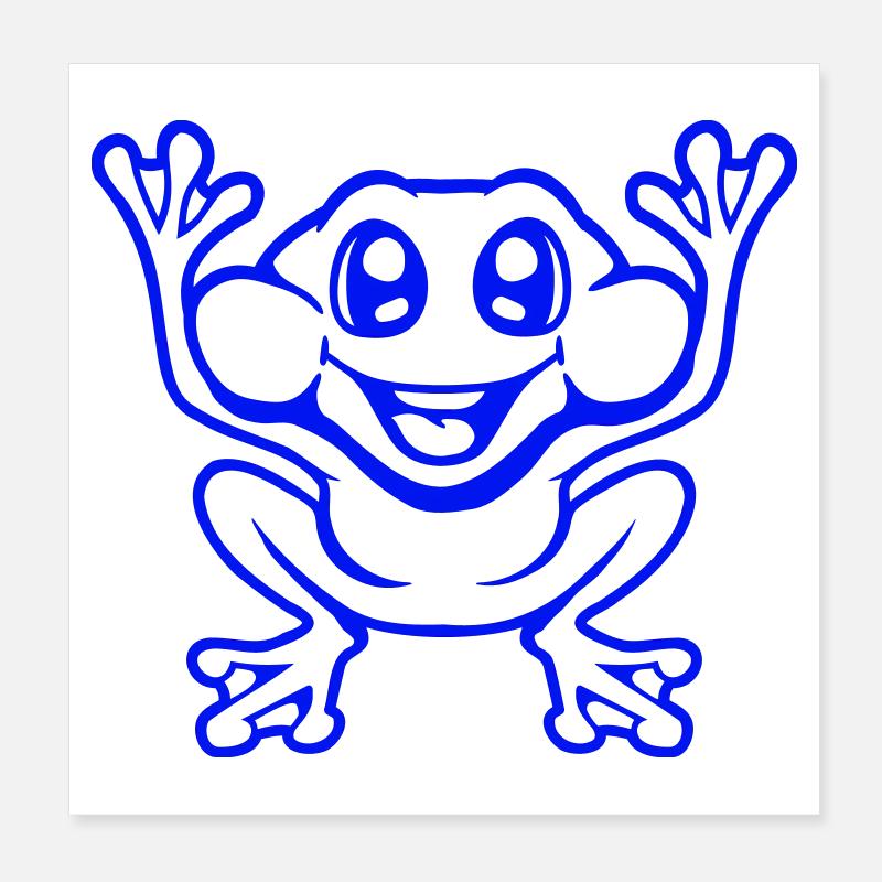 grenouille crapaud rire drôle saut heureux bande dessinée Poster 20 x 20 cm